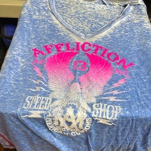 Vintage affliction T-shirt never worn blue and pink